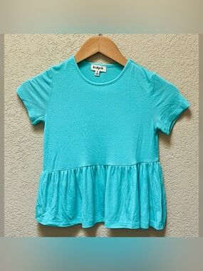Kidpik Girl Ribbed Coco Top Teal Color Size- S 7/8